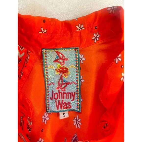 Johnny Was Summy Long Silk Tunic Dress / Top Orange Paisley Small - Picture 5 of 6